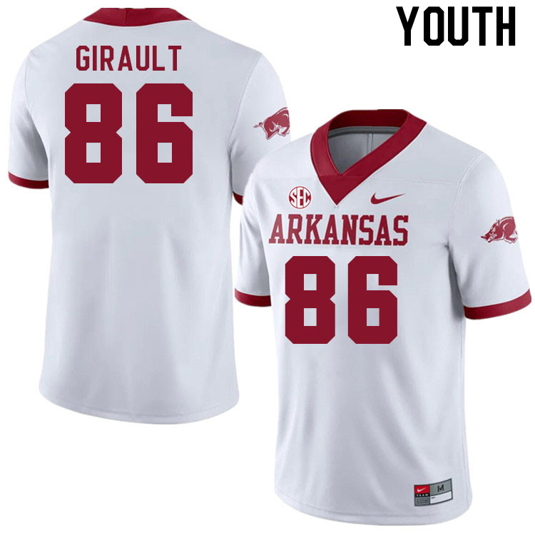 Youth #86 Kalil Girault Arkansas Razorback College Football Jerseys Stitched Sale-Alternate White - Click Image to Close